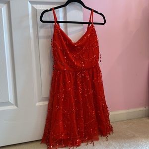 Red sequin sparkly mini dress
